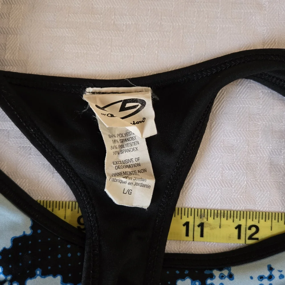 Blue and Black Women's Sports Bra